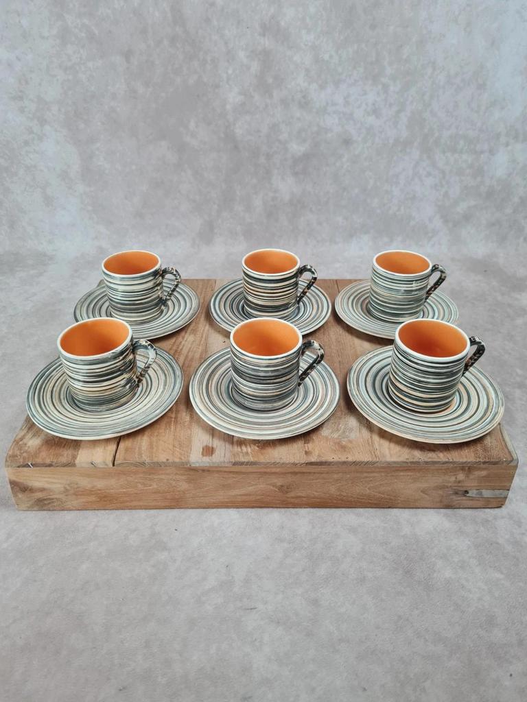 Lot de 6 tasses & sous-tasses Salins – modèle Bessans – vintage 🇫🇷