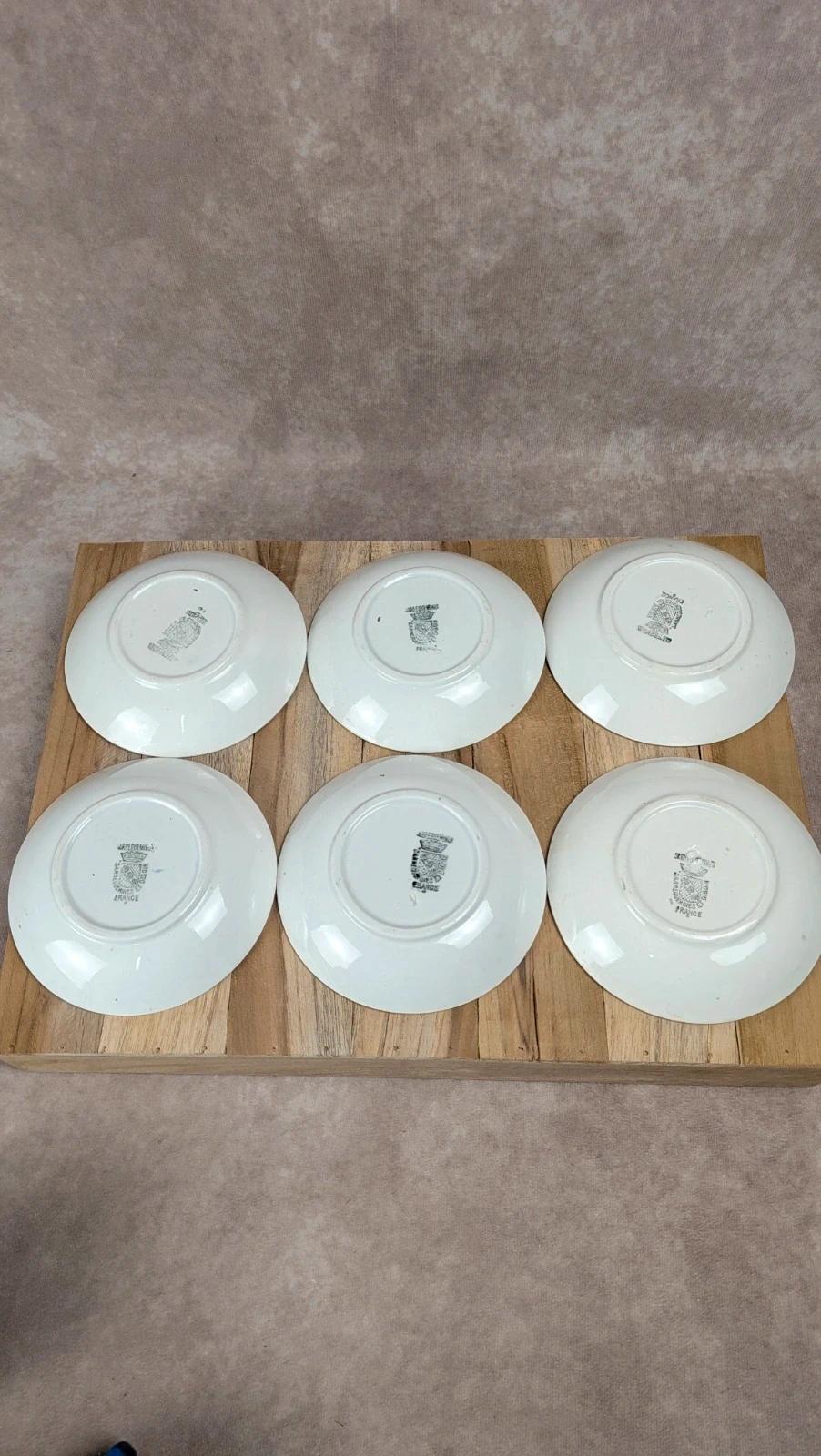 Lot de 6 tasses & soucoupes Sarreguemines – Art déco bleu