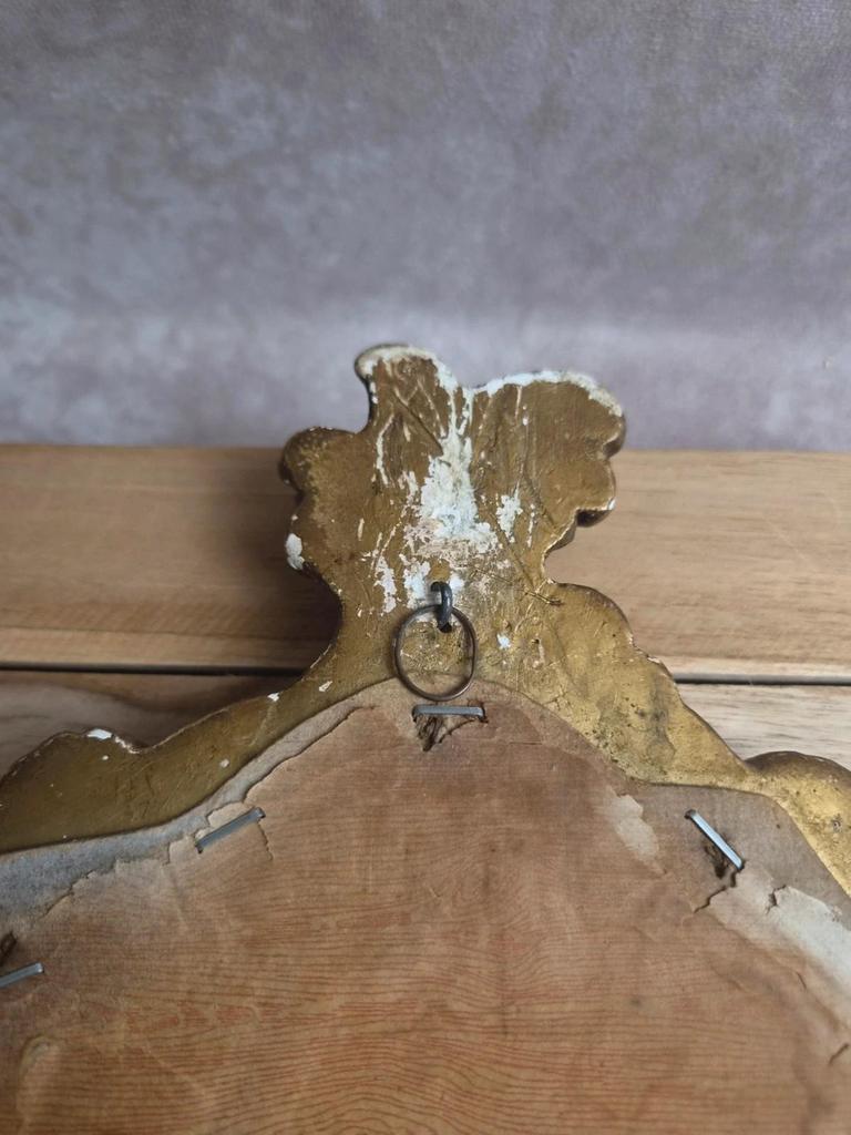 Miroir ancien doré en stuc – style Louis Xv rocaille – 42 cm