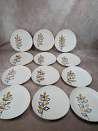 Lot de 12 assiettes plates vintage Niderviller – années 70 – style Capron Vallauris