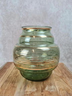 🪞 Grand vase ancien en verre vert doré signé Fains