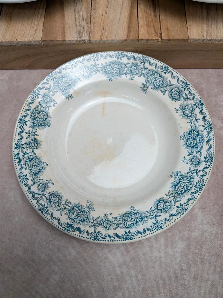 Lot de 3 assiettes creuses anciennes Saint-amand modèle Argenton Terre de fer