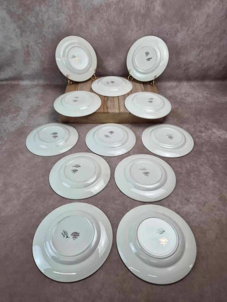 Lot de 12 assiettes à dessert Digoin Sarreguemines “rubis”