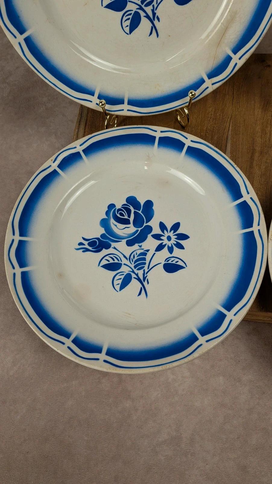 Lot de 4 assiettes Badonvilliers – décor bleu vintage