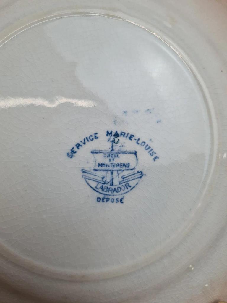 Lot de 9 assiettes dessert anciennes Creil Montereau Marie Louise Terre de Fer bleu