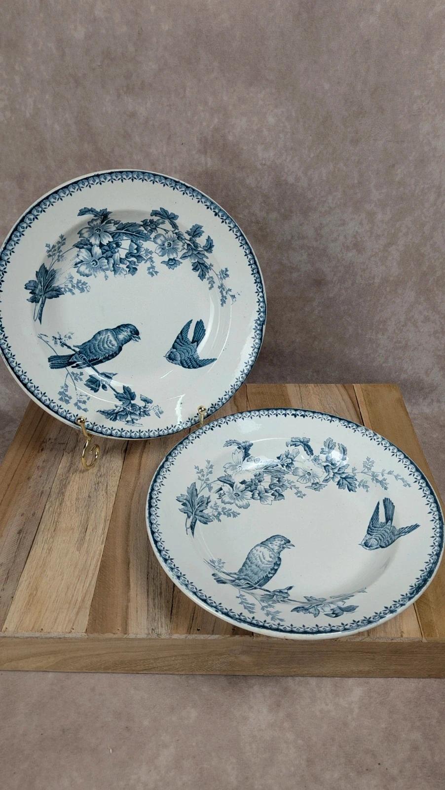 Lot de 2 assiettes creuses Longwy – modèle Mésange