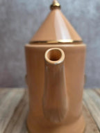 Théière vintage Artichaut I.c.b. France rose pêche et dorures