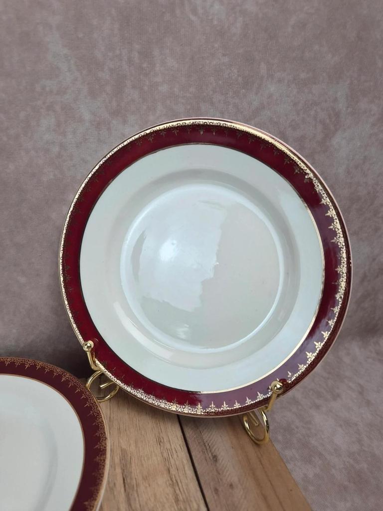 Lot de 12 assiettes à dessert Digoin Sarreguemines “rubis”