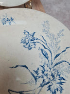 Lot 4 assiettes à dessert anciennes Terre de Fer décor œillet bleu 💙