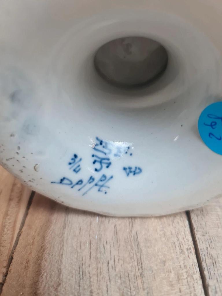 Petit vase vintage style Delft bleu blanc sur piédouche 🌿