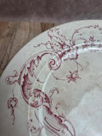 Plat sur pied ancien décor oiseaux – attribué Jules Vieillard Bordeaux – terre de fer ivoire