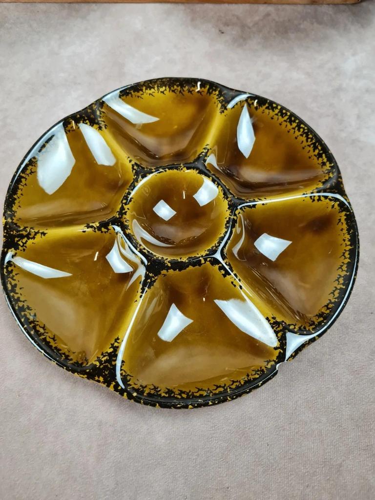 Lot de 8 assiettes à huîtres Gien, magnifique service vintage