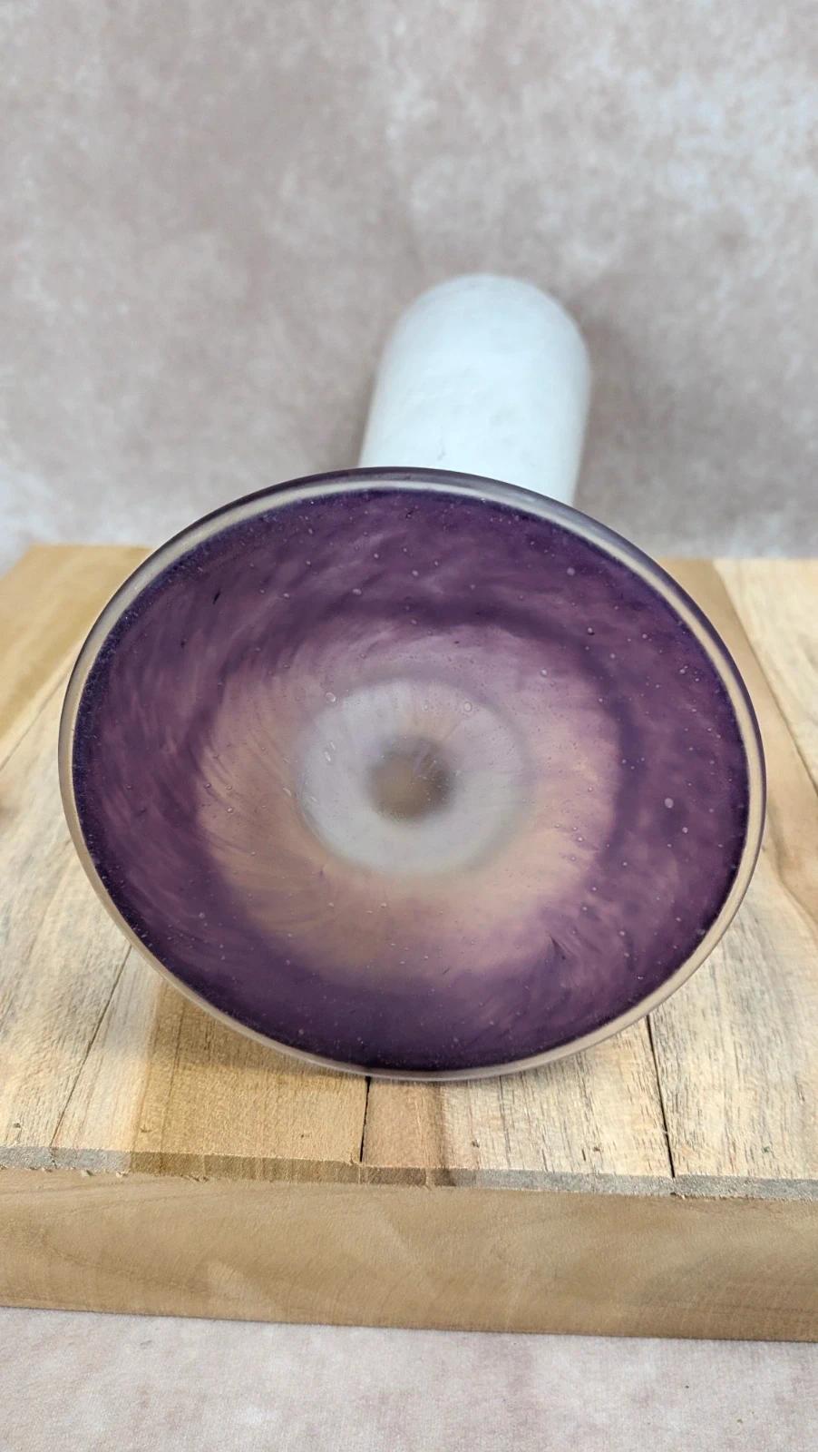 Grand vase en pâte de verre blanc & violet