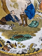 Assiette ancienne Terre de fer Creil – Le Garde de chasse – Polychrome Xixe