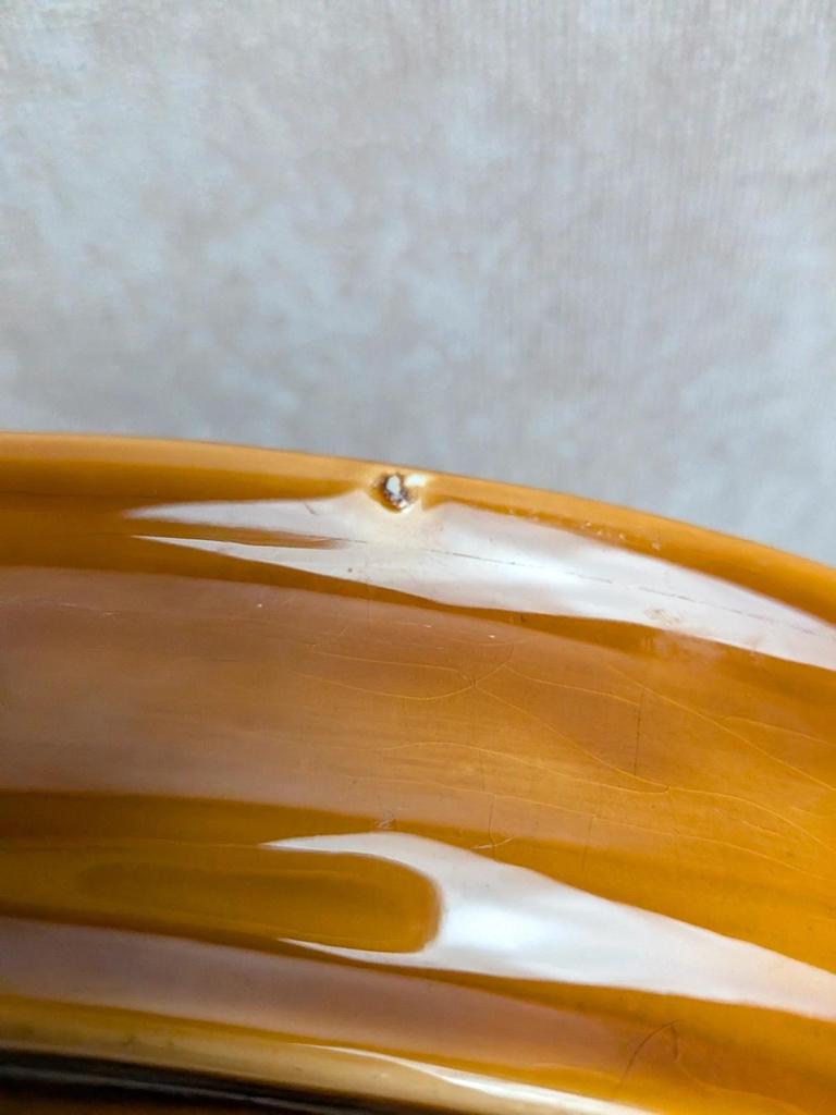 Plat ovale vintage Sarreguemines brun caramel