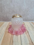 Abat-jour ancien en verre dépoli rose 🌸
