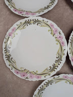 Lot de 5 assiettes à dessert Limoges en porcelaine décor Art nouveau