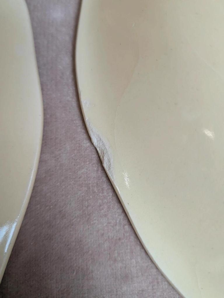 12 assiettes creuses Terre de fer Salins décor bleu nuagé