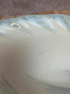 Saucière + plateau Terre de fer Salins décor bleu nuagé