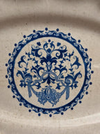 Plat ovale Gien Rouen – faïence ancienne bleu & blanc – milieu Xxe