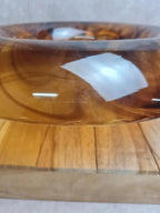 Coupe centre de table Art Déco Davidson “cloud Glass” ambré – pique fleurs vintage anglais