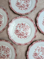 Lot de 6 assiettes Seltmann Weiden Bavaria Theresia rouge