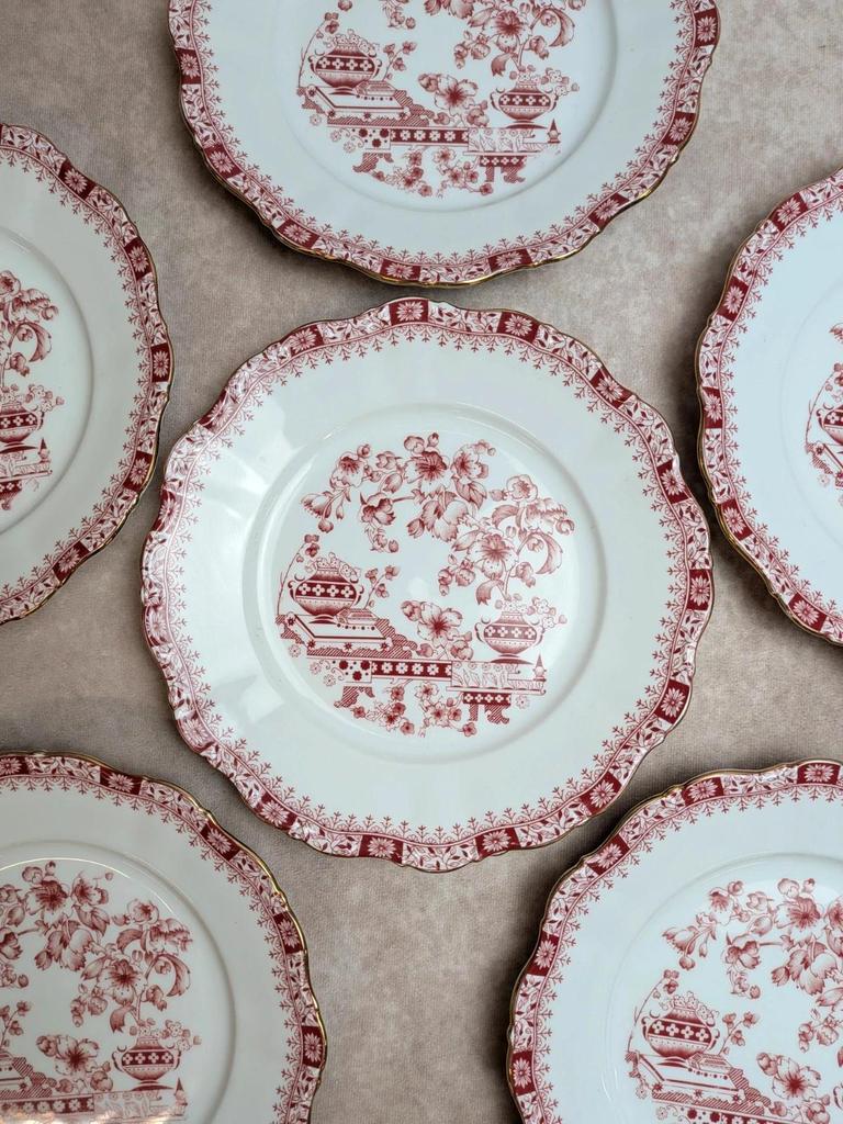 Lot de 6 assiettes Seltmann Weiden Bavaria Theresia rouge