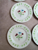 Lot de 9 assiettes plates en terre de fer Digoin Sarreguemines – Modèle Poupette – Vintage