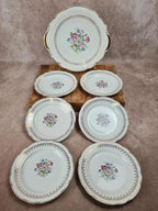 💐 Charmant service à gâteau Digoin & Sarreguemines, Modèle Lilitia, 6 assiettes + 1 grand plat
