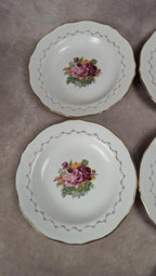 Lot de 7 assiettes creuses anciennes L’amandinoise – Faïence florale