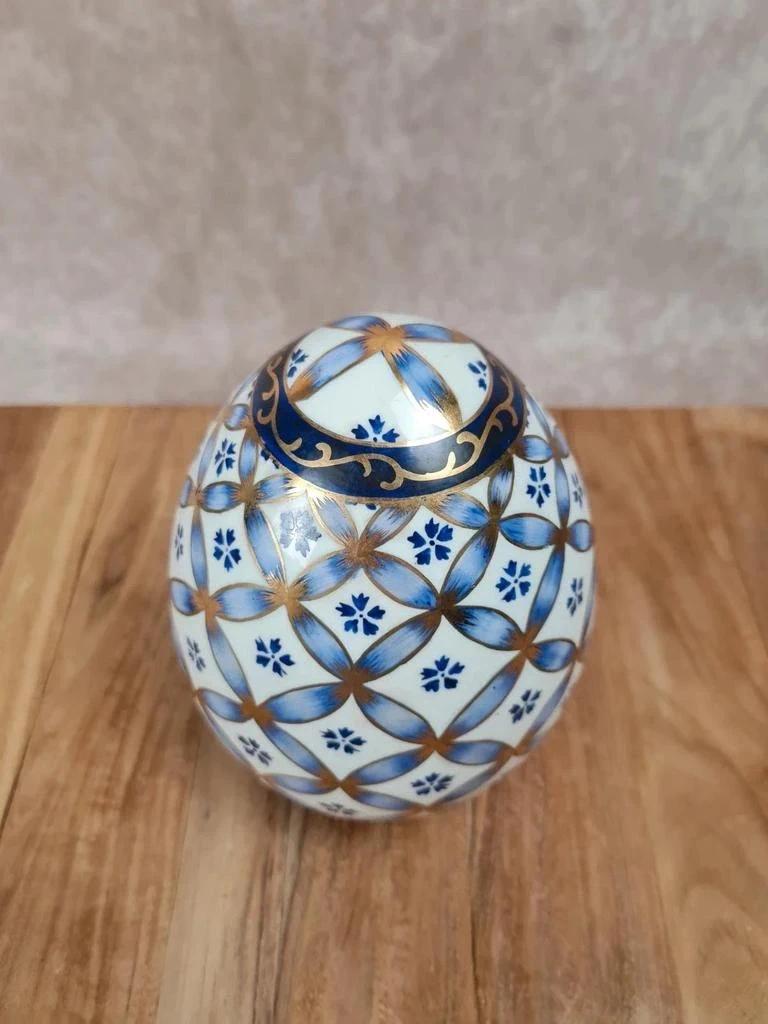 🩵 Œuf décoratif en porcelaine “paris Royal” peint à la main 🩵