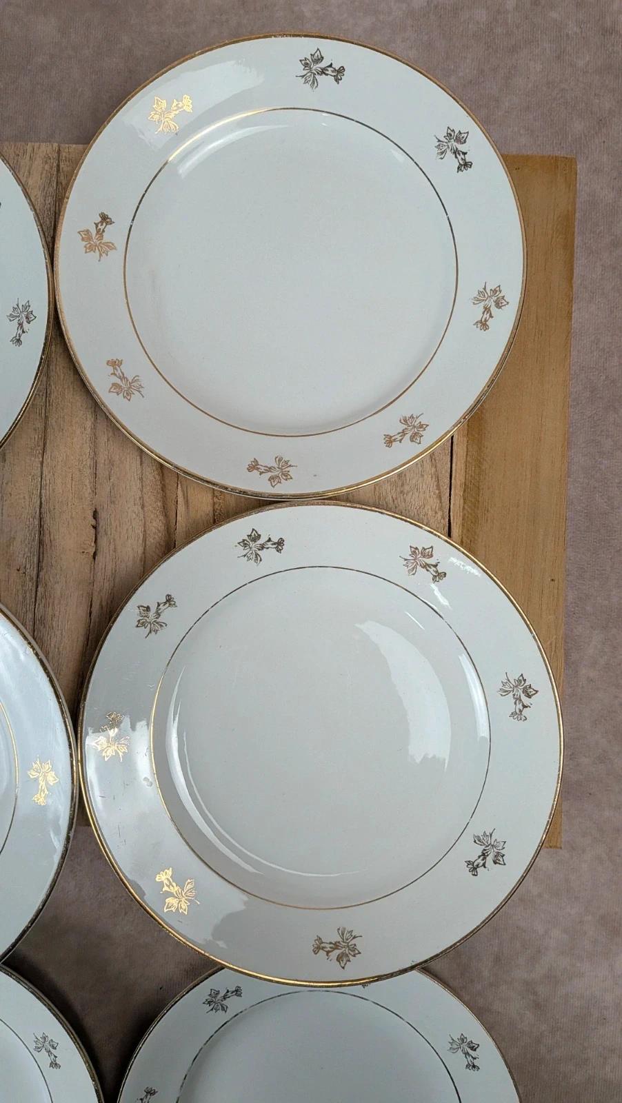 Lot de 6 assiettes à dessert anciennes L’amandinoise – dorure