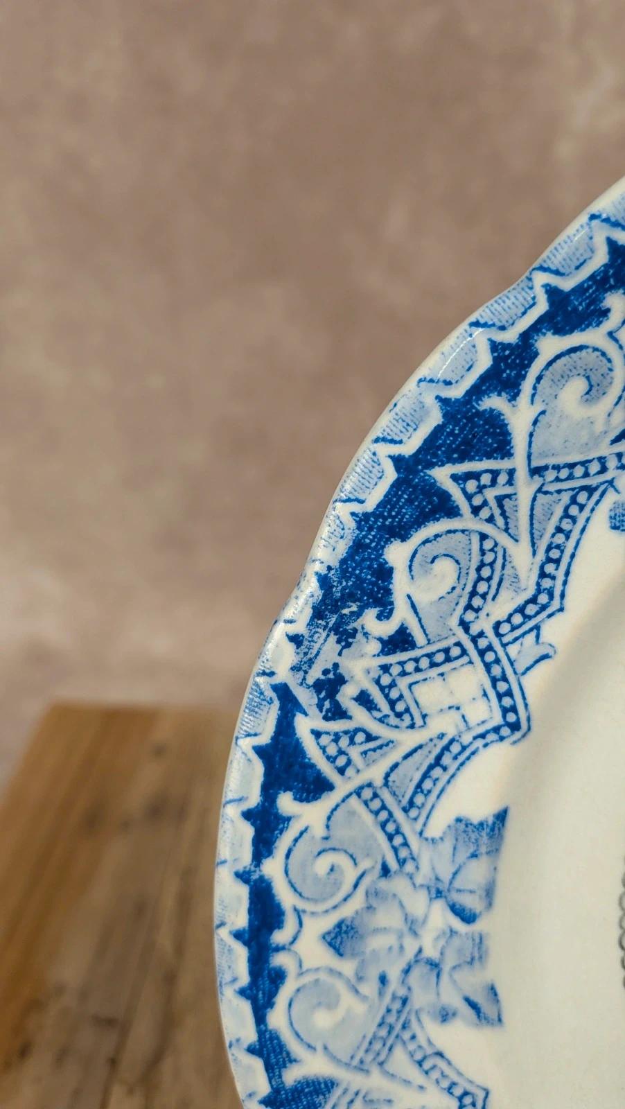 Assiette parlante Longwy – Les plaisirs de la chasse – décor bleu