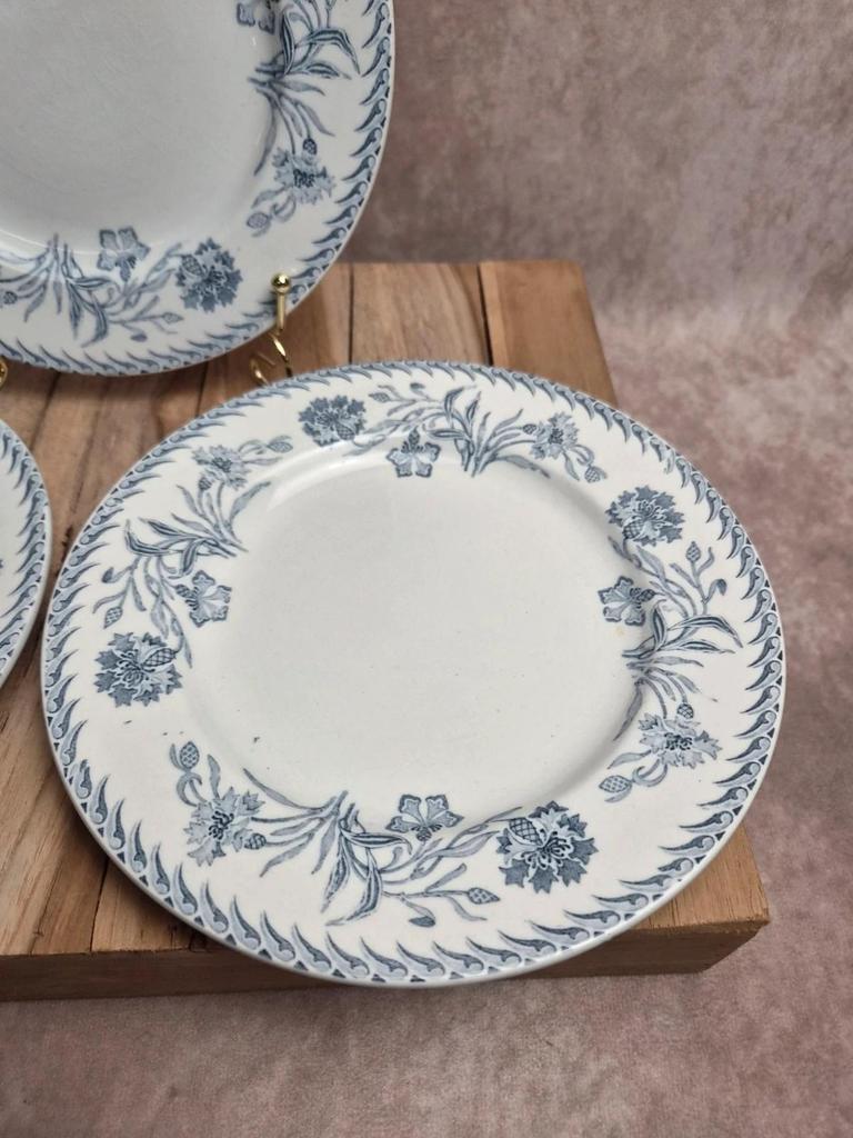 Lot de 3 assiettes à dessert anciennes Lunéville – Modèle Lutèce