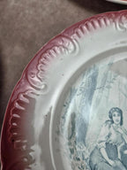 Série complète 12 assiettes parlantes Digoin Sarreguemines, terre de fer, Les Fleurs vintage