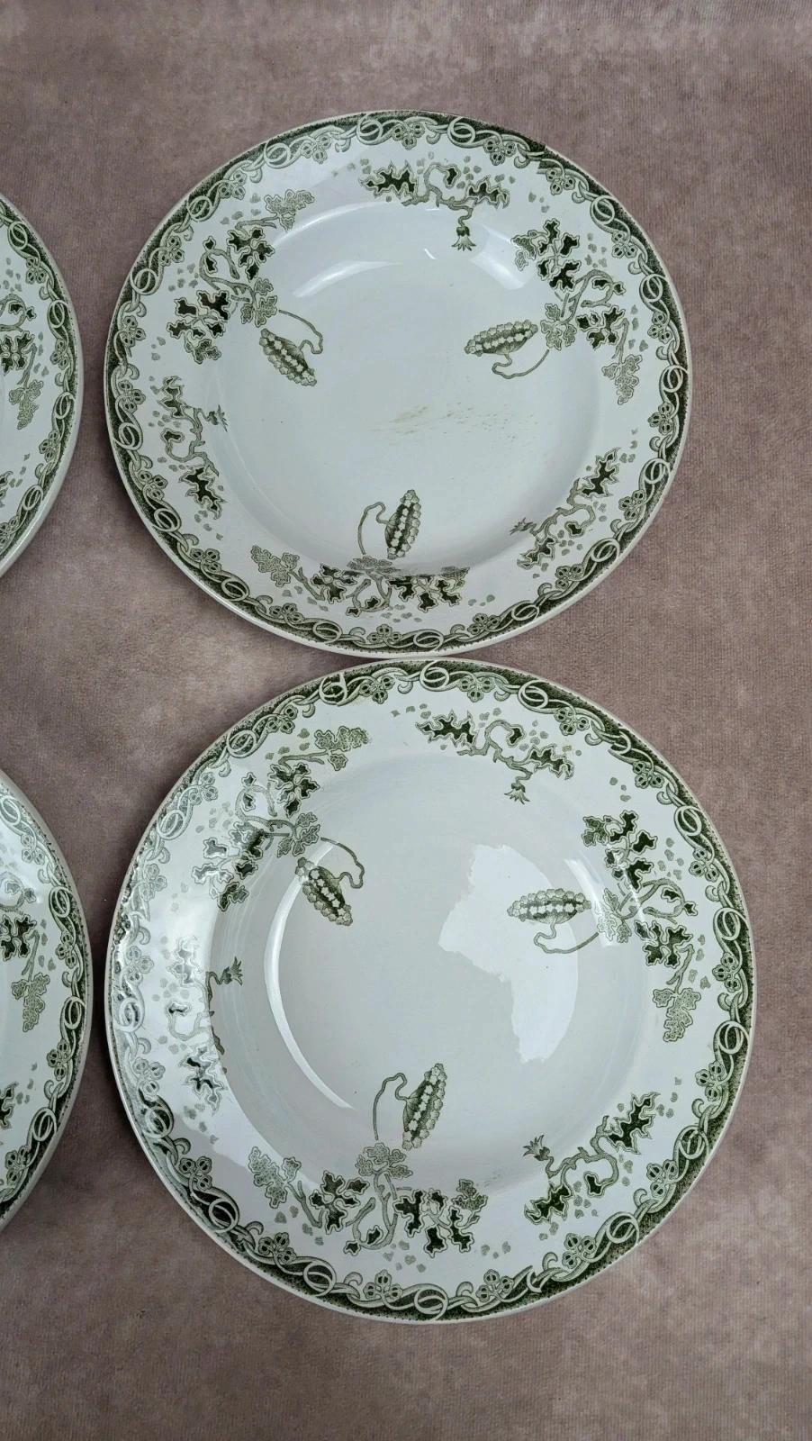 Lot de 4 assiettes creuses anciennes Saint-amand – Terre de fer – Modèle Modern Style