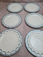 Lot de 12 assiettes plates anciennes Salins “petit Trianon” terre de fer bleu 💙