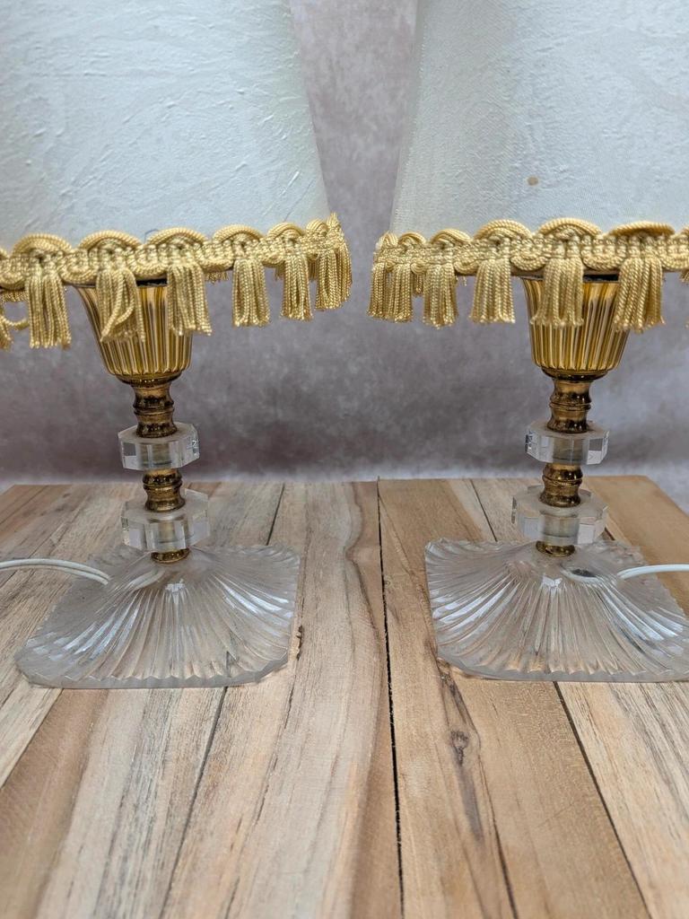 Paire de lampes vintage plexiglas & métal doré
