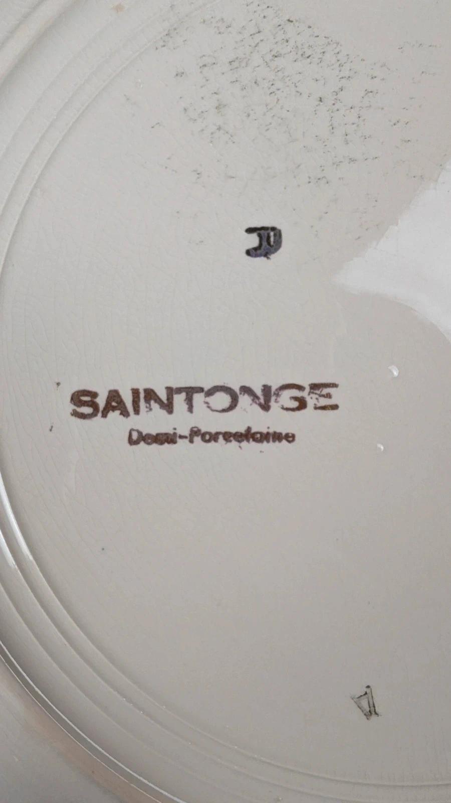 Lot de 6 assiettes plates vintage Saintonge – demi-porcelaine