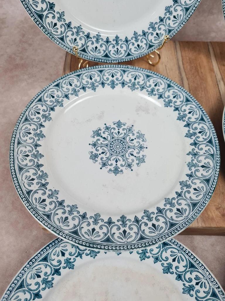 Lot de 6 assiettes plates Badonviller – modèle “oriental” 🩵