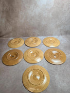 Lot de 7 assiettes à huîtres Longchamp barbotine coquillages vintage