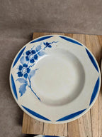 Lot de 4 assiettes Terre de fer Fp Granville – Décor bleu Art déco