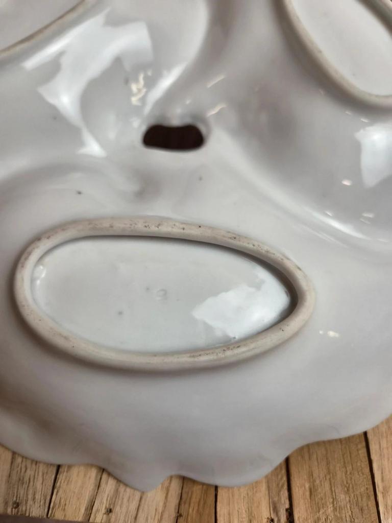 Mendiant ancien en porcelaine – 3 compartiments – décor de roses