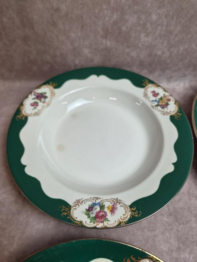 7 assiettes creuses Digoin Sarreguemines Champagne – Porcelaine opaque – Terre de fer vintage