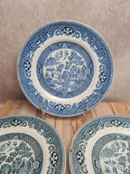 Lot 3 assiettes plates Terre de fer Saint-amand modèle Chinois bleu dépareillées