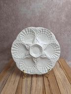 Assiette à huîtres / coquillages Sarreguemines – Faïence blanche vintage