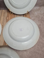 Lot 5 assiettes creuses Terre de Fer Creil & Montereau Service Louis Xv lilas rare