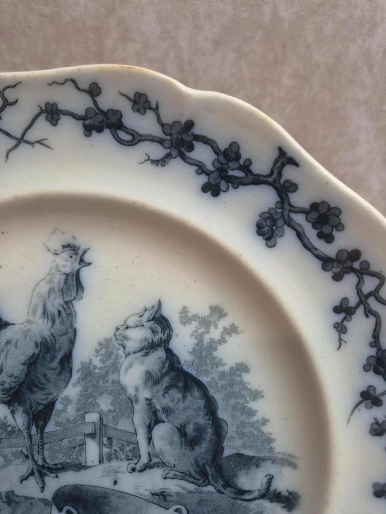 Assiette terre de fer anglaise B.w.m. & Co – Fables – Émile Bourgeois – vers 1900