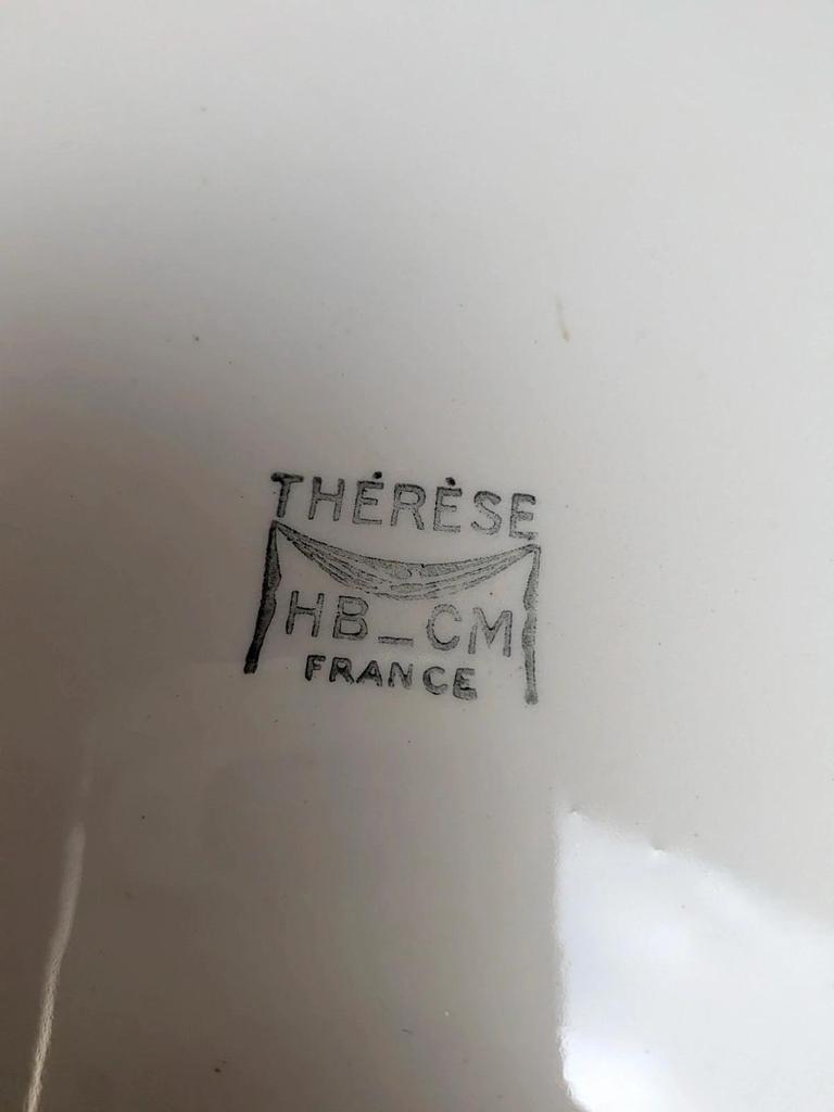 Ensemble de toilette ancien terre de fer Hbcm Thérèse broc bassine Art déco