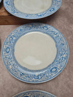 Assiettes terre de fer anglaises 1872 💙 Émile Bourgeois Grand Dépôt Paris – décor bleu rare – lot 8